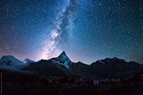 Night Landscape With Sky Full Of Stars In The Mountains By Stocksy