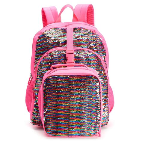 Kids Flippable Sequin Backpack And Lunch Bag Set Sequin Backpack
