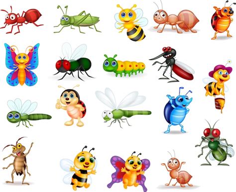 Colección De Insectos De Dibujos Animados Descargar Vectores Premium