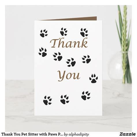 Thank You Pet Sitter With Paws Prints Zazzle Pet Sitters Paw Print