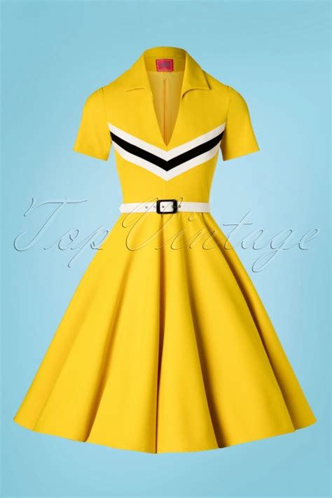 60s June Swing Dress In Mustard