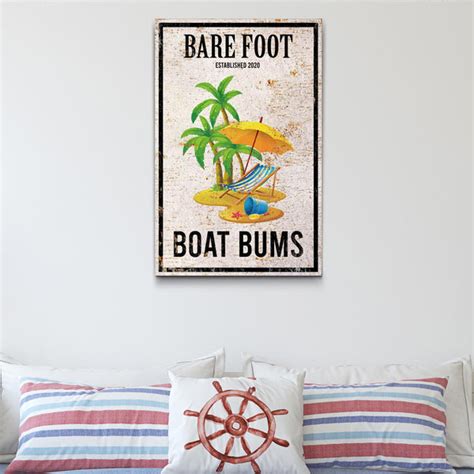 Barefoot Boat Bums Custom Beach Portrait Sign Ready To Hang Free S