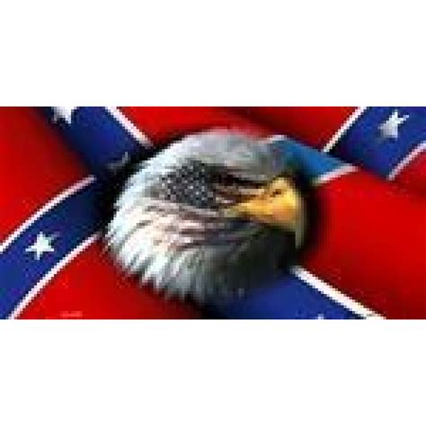 Rebel Flag With American Flag And Eagle License Plate