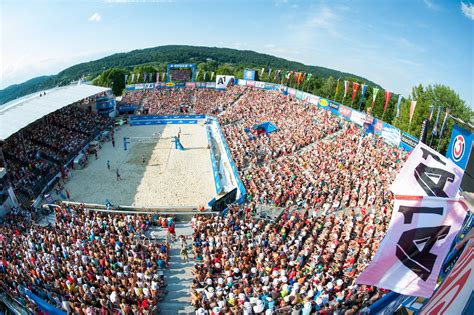Ice rink becomes beach volleyball court. Klagenfurt Beach Volleyball Major