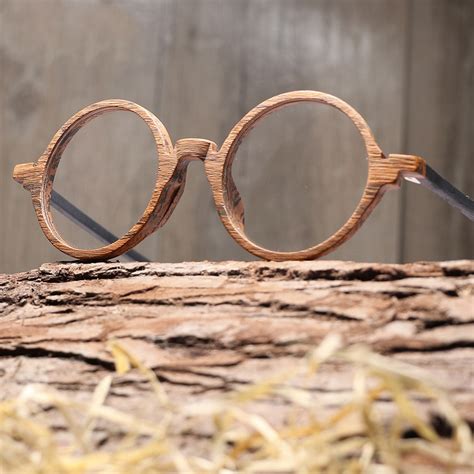 chfekumeet retro optical glasses frame round wood men women eyeglasses frames with lens