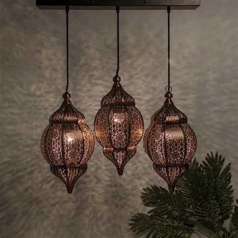 Buy 3 Lights Linear Cluster Chandelier Classic Moroccan Orb Hanging