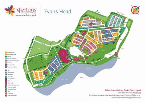 Evans Head Holiday Park Map Reflections Holiday Park