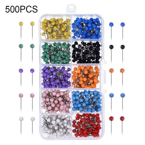 500pcsbox Colorful Push Pins For Map Multi Color Round Head Map Tacks