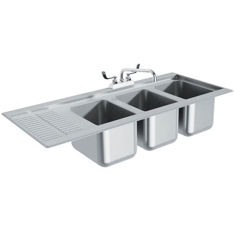 Advance Tabco Dbs 43r Three Compartment Stainless Steel Drop In Bar