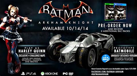 Batman Arkham Knight Prototype Batmobile Walmart Pre Order Bonus