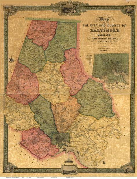 Baltimore County Maryland 1857 By Jc Sidney Old Wall Map Etsy