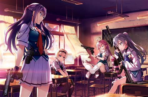 Gun Anime Girls Weapon Grisaia Phantom Trigger Blonde 1080p Long