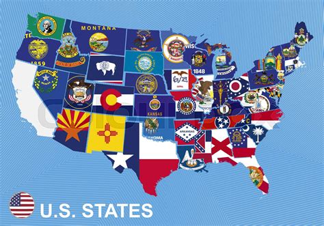 Us Map With Flags Of States Stock Vector Colourbox