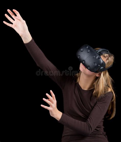 Blonde Girl Using VR Virtual Reality Headset Stock Photo Image Of Person Entertainment