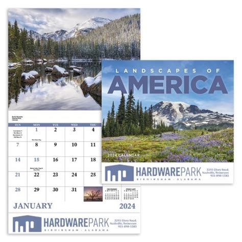 Custom Printed 2019 Landscapes Of America Stapled Wall Calendars