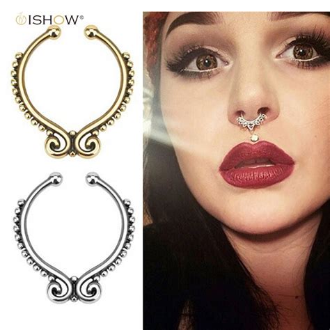 Surgical Steel Titanium Gold Silver Plated Fake Septum Ring Nose Ring