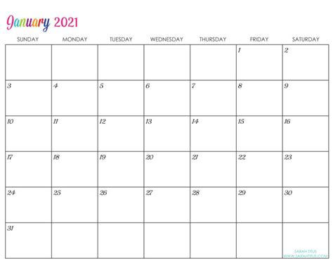 Download, customize and print 2021 blank calendar templates. Custom Editable 2021 Free Printable Calendars - Sarah ...