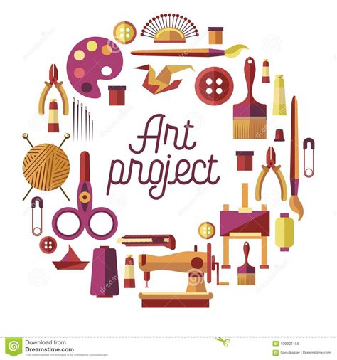 Creative Art Project Vector Poster For Diy Handicraft And Handmade