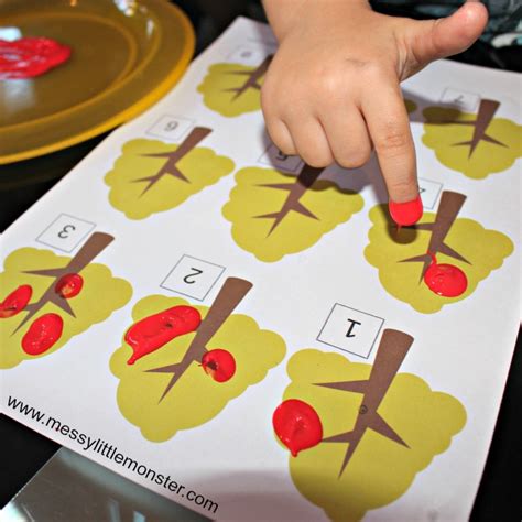 Apple Tree Fingerprint Counting Activity Messy Little Monster