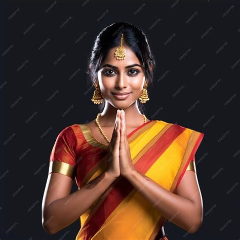 Premium Ai Image Sri Lankan Young Tamil Woman Greeting Ayubowan