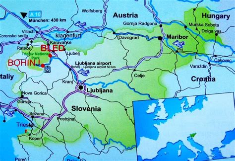Map Of Slovenia With Lake Bled And Lake Bohinj Map Of Slovenia Nova