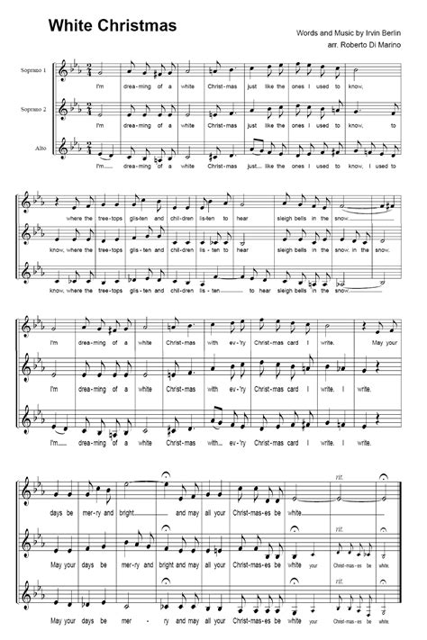 Playing the piano is surprisingly easy. Free White Christmas Sheet Music - 3 part harmony for ...