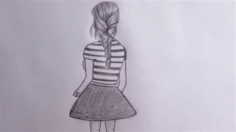 How To Draw Back View Of A Girl Pencil Sketch Drawing Youtube