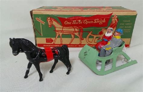 Barclay Sleigh And Horse Toy Lead Figure Vintage Toys