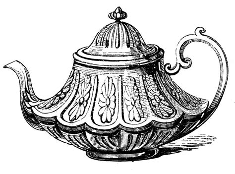 Free Vintage Clip Art - 2 Ornate Teapots - The Graphics Fairy
