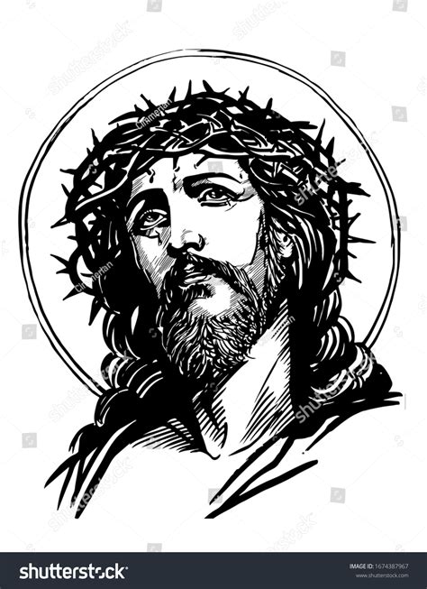 636 Jesus Face Black And White Stock Vectors Images And Vector Art