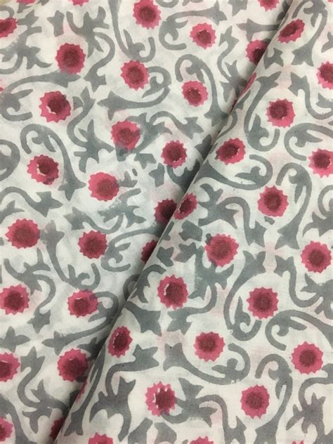 Floral Print Cotton Fabric Block Print Fabric Indian Fabric Etsy