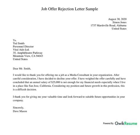 How To Decline A Job Offer With Sample Examples