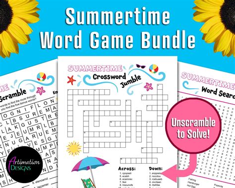 Printable Summer Activity Bundle Summertime Games For Kids Word