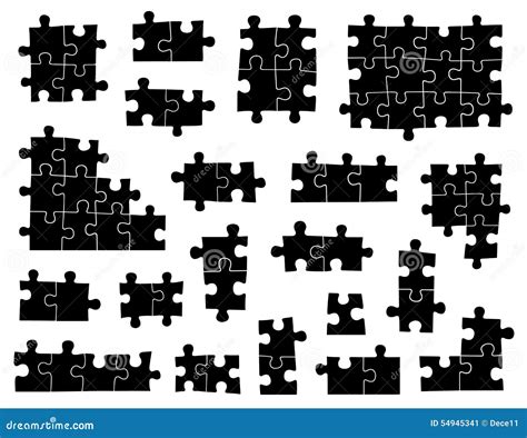 Set Of Different Puzzle Pieces Stock Vector Illustration Of Connect