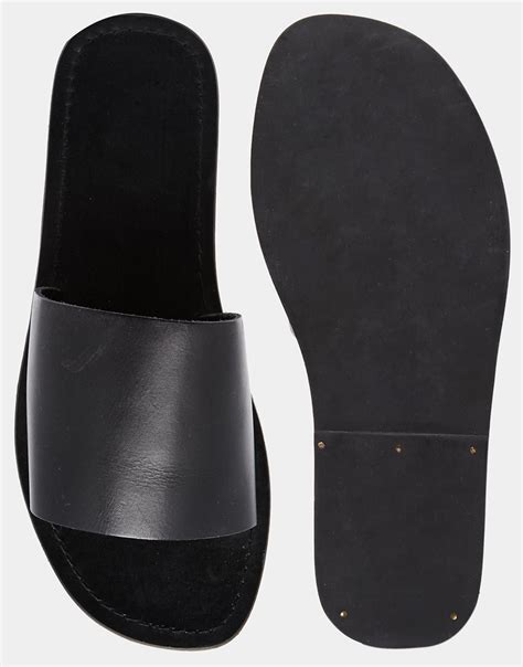 Asos Slide Sandals In Leather In Black For Men Lyst