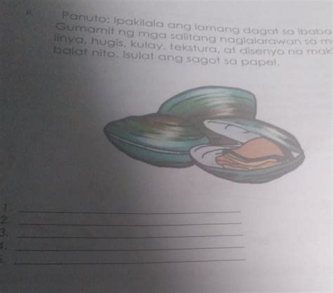 Panuto Ipakilala Ang Lamang Dagat Sa Ibaba Gumamit Ng Mga Salitang