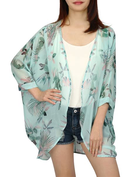 Hde Hde Sheer Kimono Cardigans For Women Open Front Summer Cardigan Beach Cover Up Mint