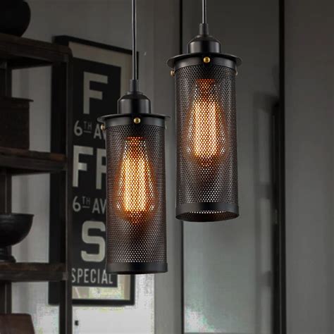 Loft Industrial Edison Vintage Metal Iron Grid 1 Light Pendant Lamp