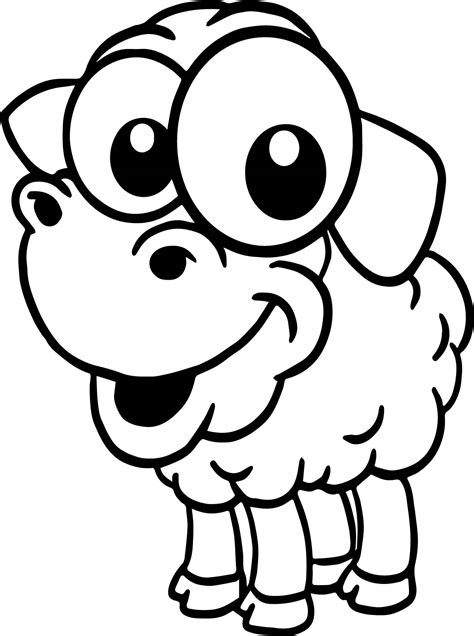 Baby Farm Sheep Animal Cartoon Coloring Page