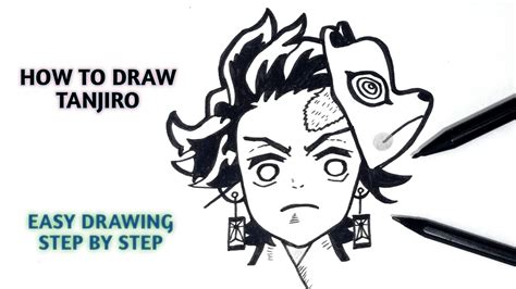 how to draw tanjiro kamado demon slayer anime easy drawing step by step tutorial youtube
