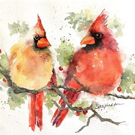 Cardinals Red Birds Print Of My Original Watercolor Cardinal Pair Etsy Watercolor Bird