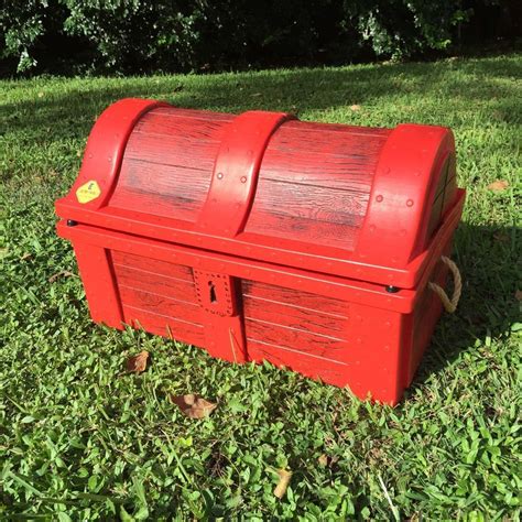 Vintage 1970s Little Tikes Red Pirate Treasure Chest Toy Box Bin Htf