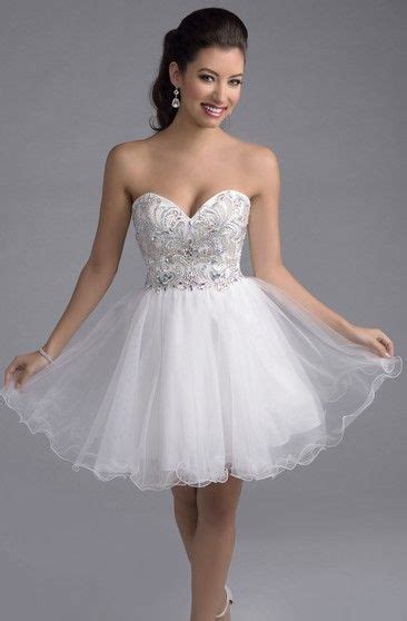 Mini Sweetheart A Line Tulle Prom Dress With Rhinestone Embellishment In 2020 White Homecoming