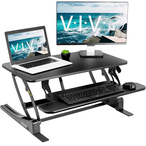 Vivo Height Adjustable 36 Inch Stand Up Desk Converter Quick Sit To