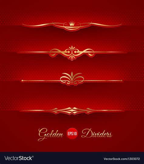 Set Of Golden Decorative Dividers Royalty Free Vector Image