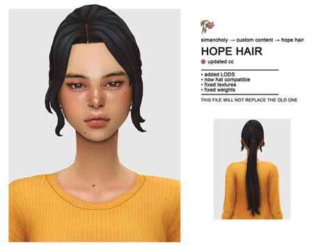 Updated Hope Hair By Simancholy Simancholy Sims Hair Hair