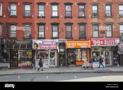 Storefronts Along 3rd Avenue In East Harlem Also Known As Spanish