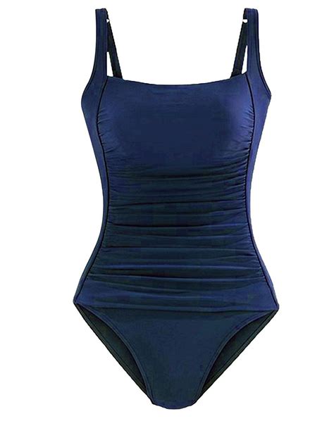 Upopby Womens Vintage Padded Push Up One Piece Swimsuits Navy Blue