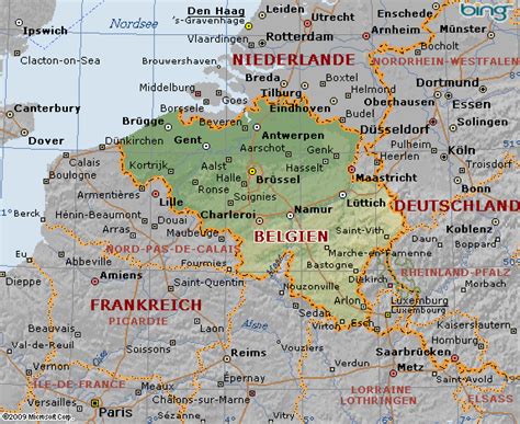 Belgien zählt rund 11,4 millionen einwohner (2018) auf einer fläche von 30.688 km². Karten von Belgien mit Straßenkarte von Brüssel