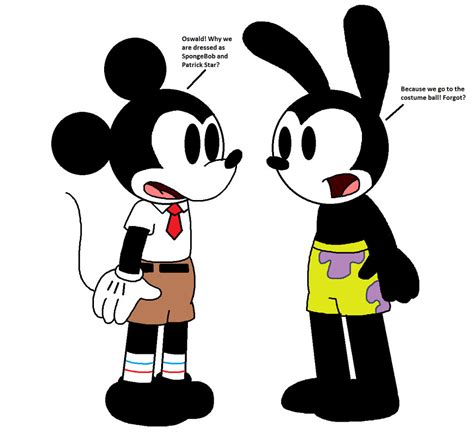 Mickey And Oswald Dressed As Spongebob And Patrick By Marcospower1996